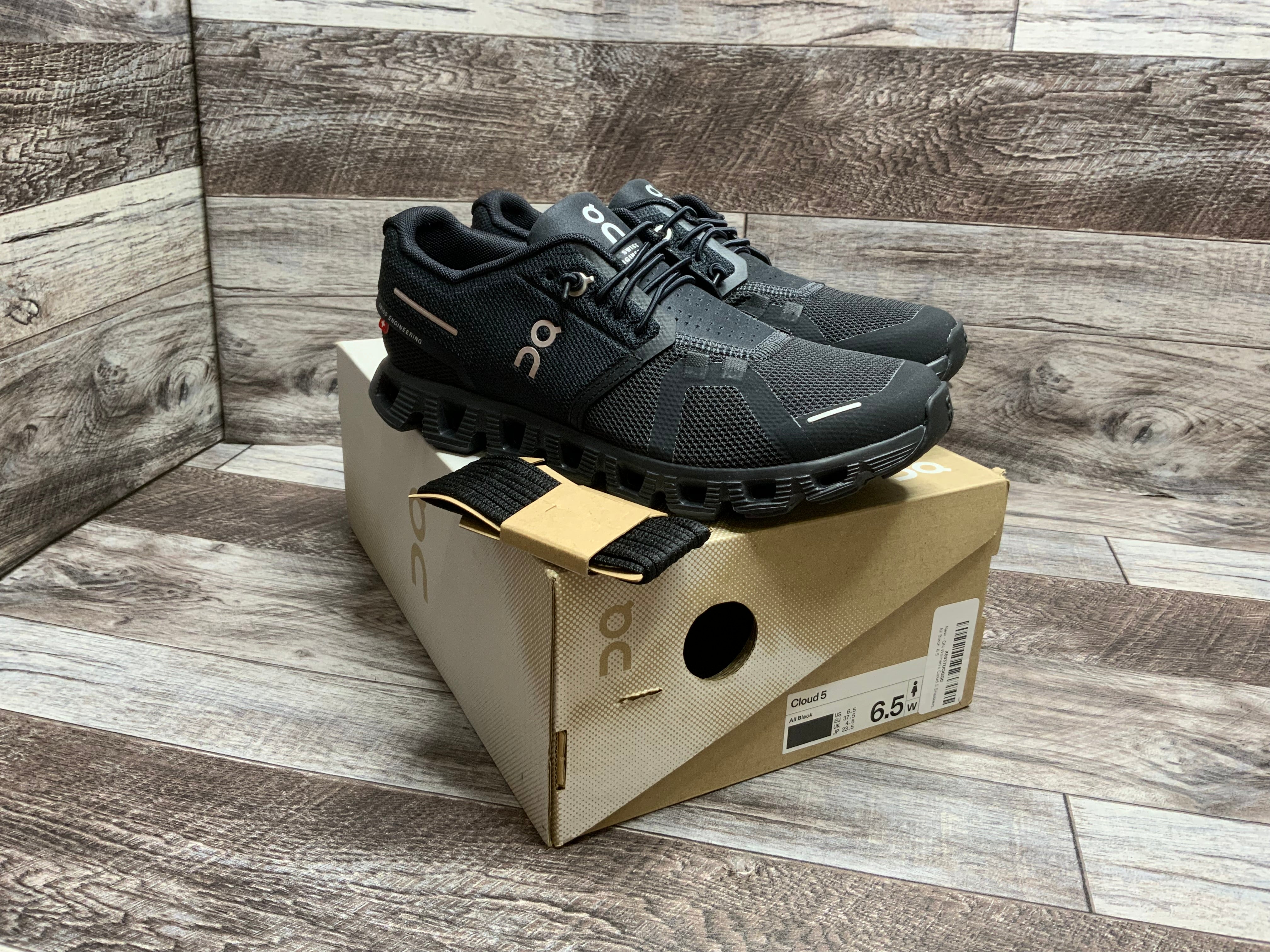 On Women's Cloud 5 Running Shoes (6.5, All Black) (8147291177198)